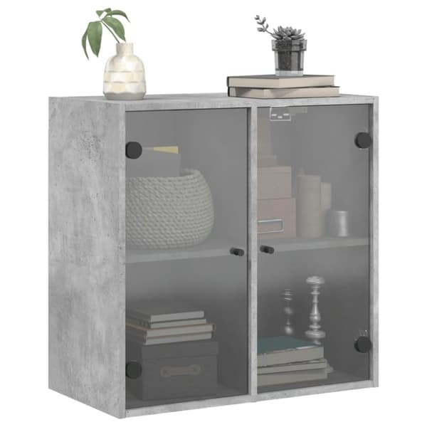 vidaXL Sideskap med glassdører betonggrå 68x37x68,5 cm