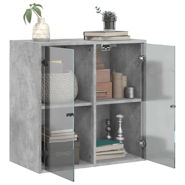 vidaXL Sideskap med glassdører betonggrå 68x37x68,5 cm