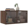 Miniatyrbilde 3 av 11: vidaXL Veggskap med glassdører 2 stk brun eik 68,5x37x35 cm