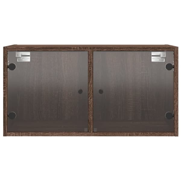 vidaXL Veggskap med glassdører 2 stk brun eik 68,5x37x35 cm