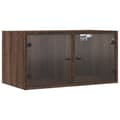 Miniatyrbilde 1 av 11: vidaXL Veggskap med glassdører 2 stk brun eik 68,5x37x35 cm
