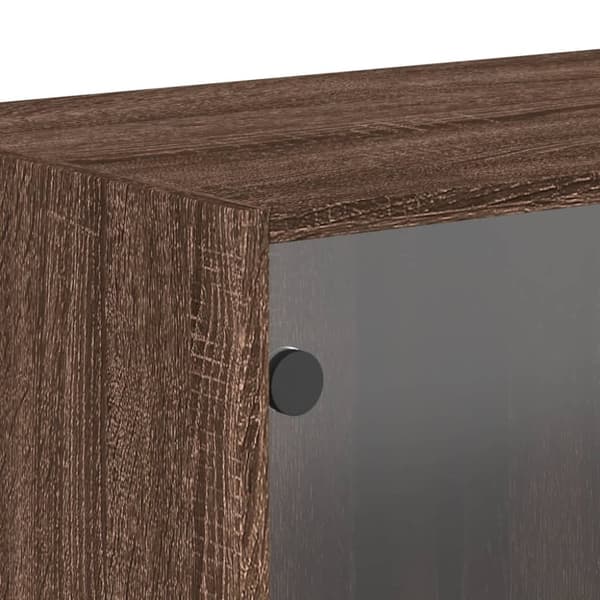 vidaXL vægskabe 2 stk. med glaslåger 68,5x37x35 cm brun egetræ