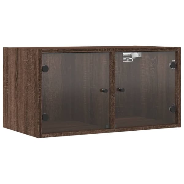 vidaXL vægskabe 2 stk. med glaslåger 68,5x37x35 cm brun egetræ