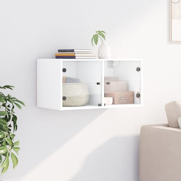 vidaXL Sideskap med glassdører hvit 68,5x37x35 cm