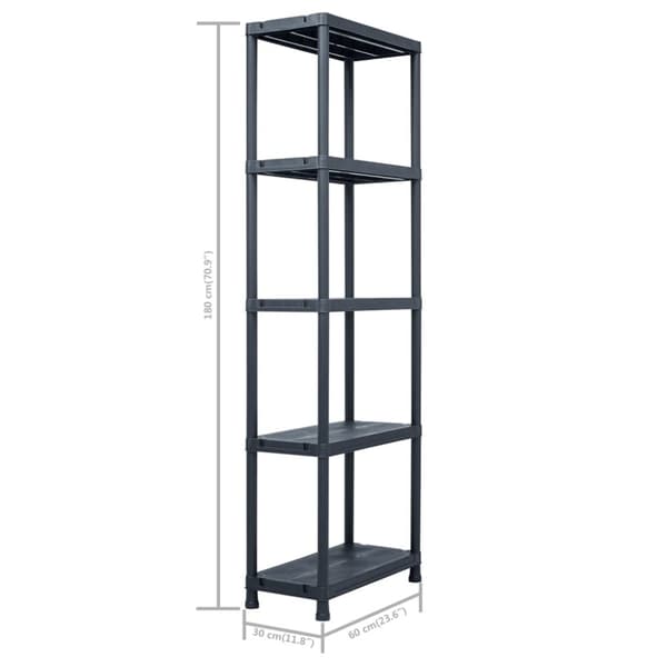 opbevaringsreoler 2 stk. 125 kg 60 x 30 x 180 cm plastik sort