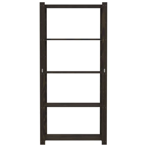 opbevaringsreol 5 hylder 80x38x170 cm massivt fyrretræ sort