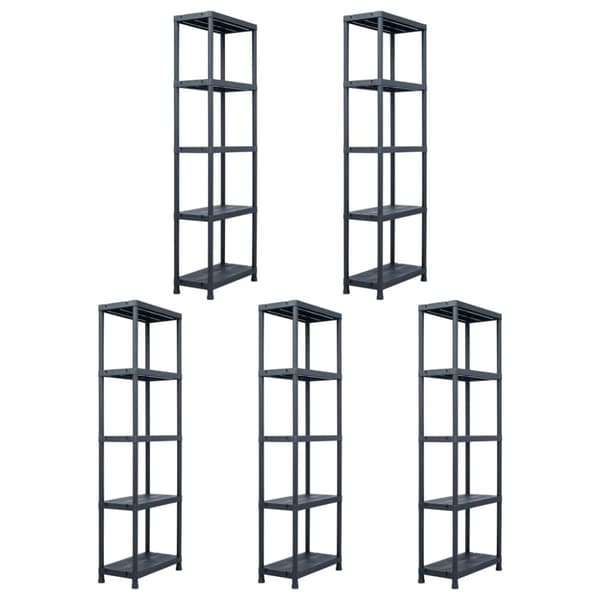 opbevaringsreoler 5 stk. 125 kg 60 x 30 x 180 cm plastik sort
