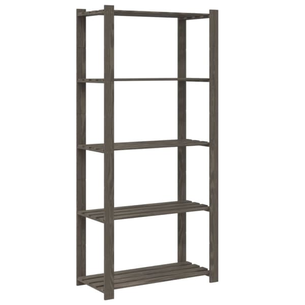 opbevaringsreol 5 hylder 80x38x170 cm massivt fyrretræ grå