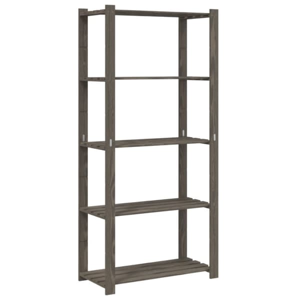 opbevaringsreol 5 hylder 80x38x170 cm massivt fyrretræ grå