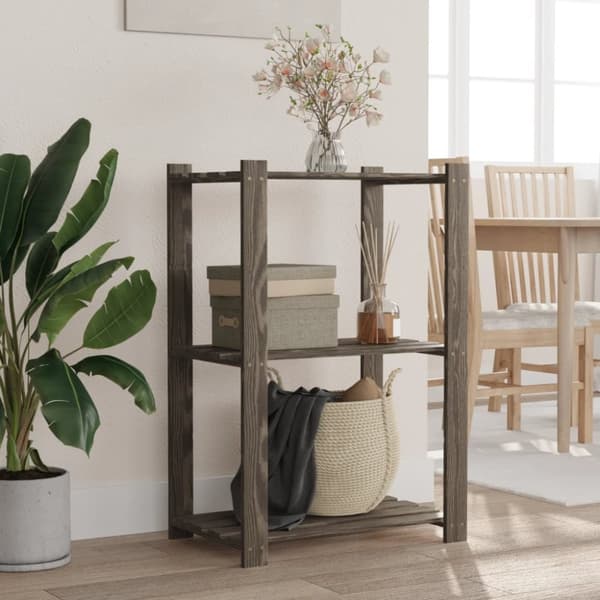 opbevaringsreol 3 hylder 60x38x90 cm massivt fyrretræ grå