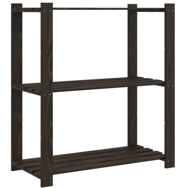 opbevaringsreol 3 hylder 80x38x90 cm massivt fyrretræ sort