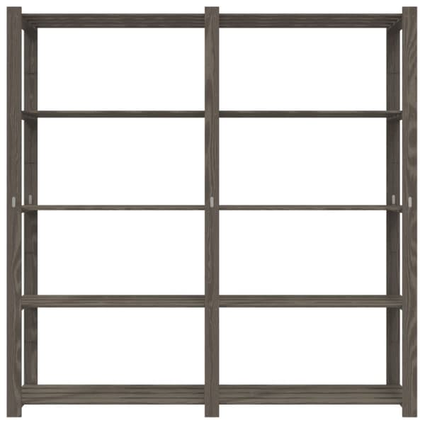 opbevaringsreol 5 hylder 70x38x170 cm massivt fyrretræ grå
