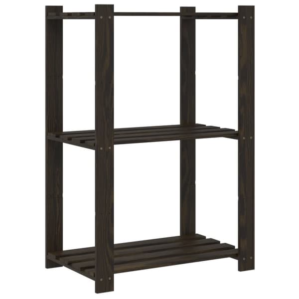 opbevaringsreol 3 hylder 60x38x90 cm massivt fyrretræ sort