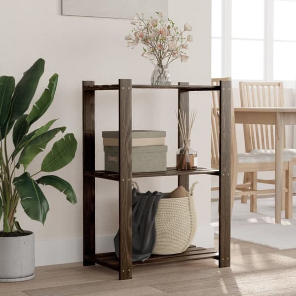 opbevaringsreol 3 hylder 60x38x90 cm massivt fyrretræ sort