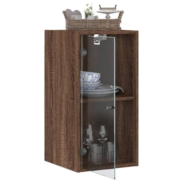 vidaXL Sideskap med glassdører brun eik 35x37x68,5 cm