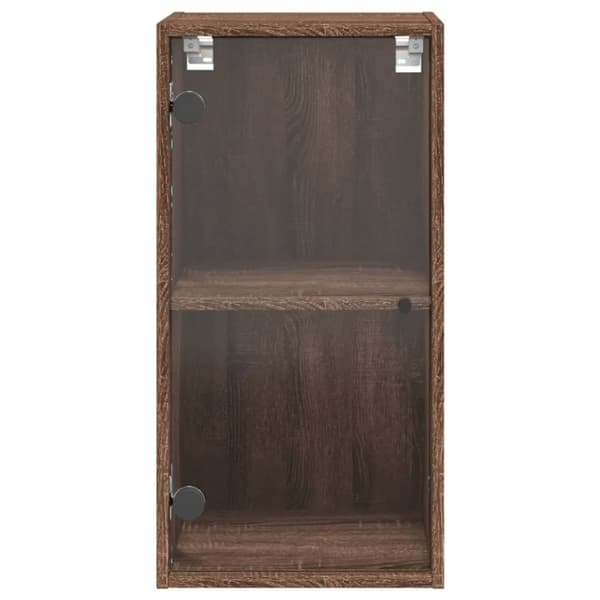 vidaXL Sideskap med glassdører brun eik 35x37x68,5 cm