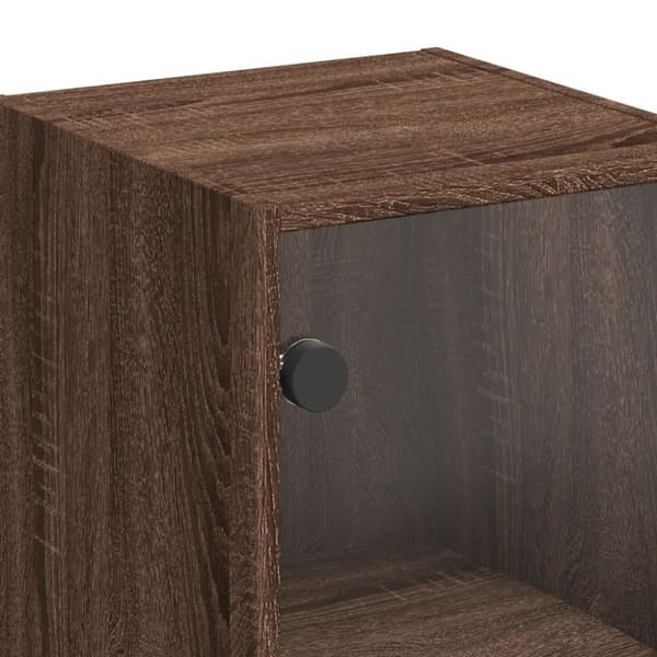 vidaXL Sideskap med glassdører brun eik 35x37x68,5 cm
