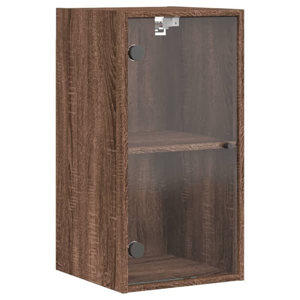 vidaXL Sideskap med glassdører brun eik 35x37x68,5 cm