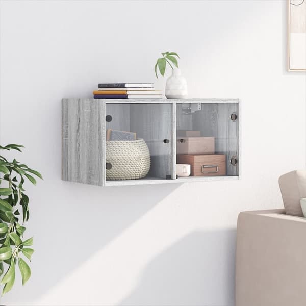 vidaXL skab med glaslåger 68,5x37x35 cm grå sonoma-eg