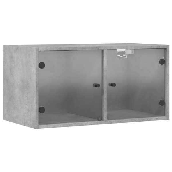 vidaXL vægskab med glaslåger 68,5x37x35 cm betongrå