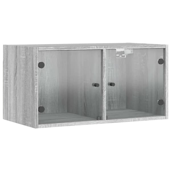 vidaXL vægskabe med glaslåger 2 stk. 68,5x37x35 cm grå sonoma-eg