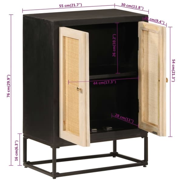 vidaXL skænk 55x30x76 cm massivt mangotræ og jern sort