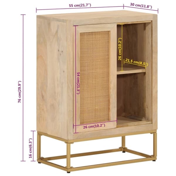 vidaXL Senkki 55x30x76 cm täysi mangopuu ja rauta