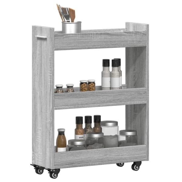 vidaXL Kaappi pyörillä harmaa Sonoma 60x22x79 cm tekninen puu
