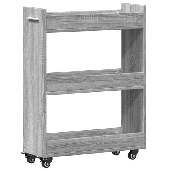 vidaXL Kaappi pyörillä harmaa Sonoma 60x22x79 cm tekninen puu