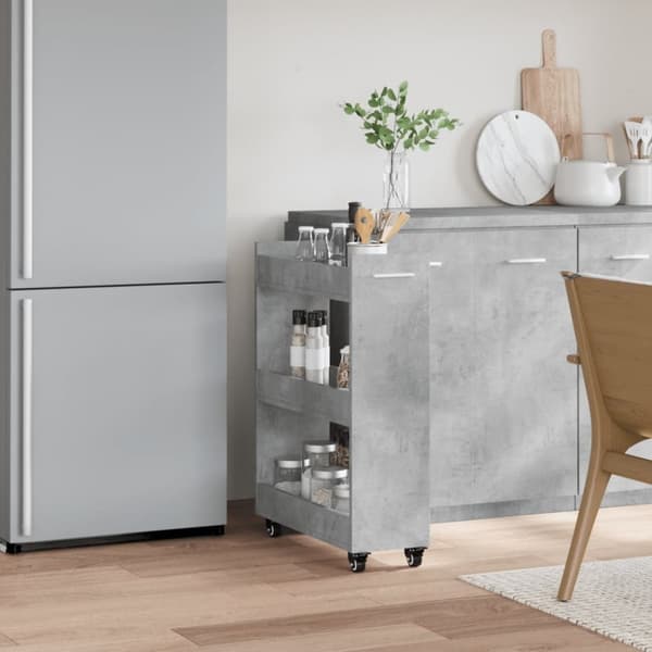 vidaXL skab med hjul 60x22x79 cm konstrueret træ betongrå
