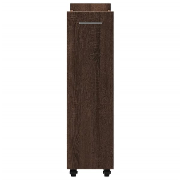 vidaXL Kaappi pyörillä ruskea tammi 60x22x79 cm tekninen puu