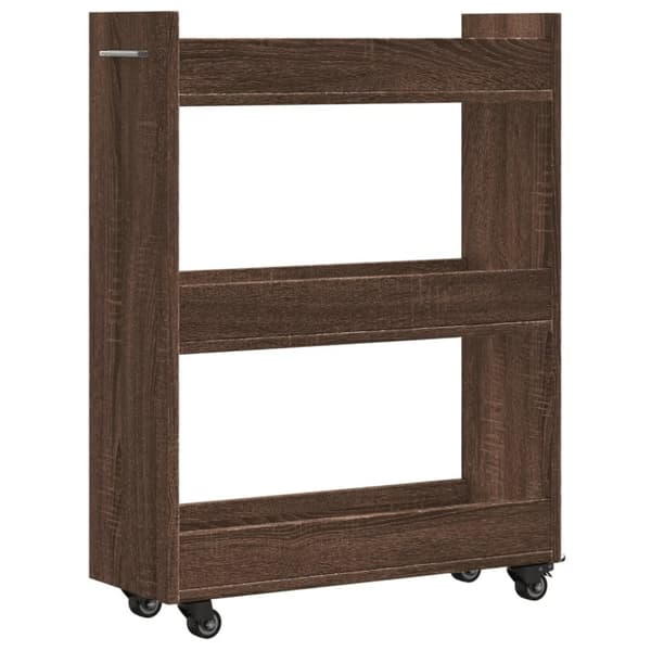 vidaXL Kaappi pyörillä ruskea tammi 60x22x79 cm tekninen puu