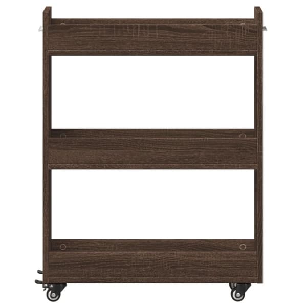vidaXL Sidebord med hjul brun eik 60x22x79 cm konstruert tre