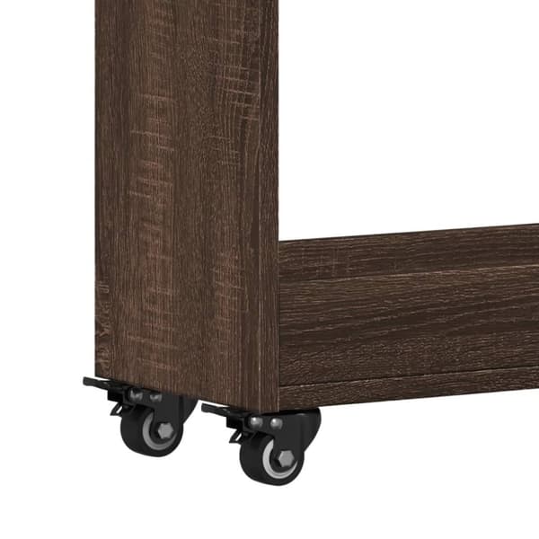 vidaXL Sidebord med hjul brun eik 60x22x79 cm konstruert tre
