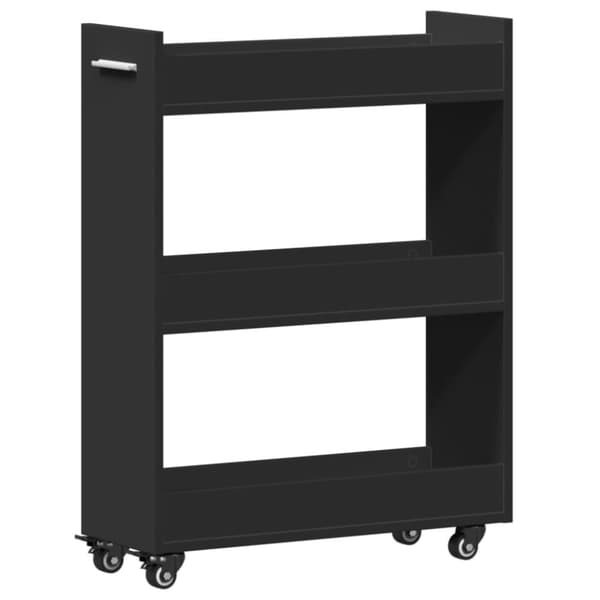 vidaXL skab med hjul 60x22x79 cm konstrueret træ sort