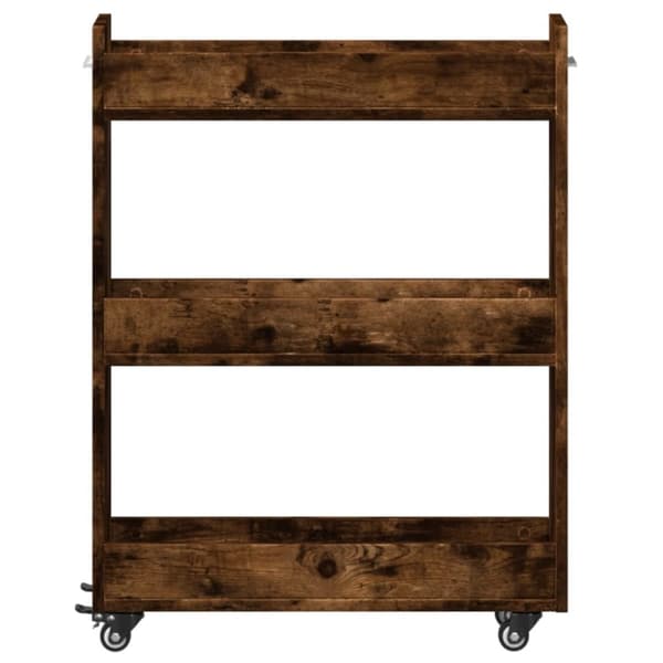 vidaXL Skåp med hjul rökfärgad ek 60x22x79 cm konstruerat trä