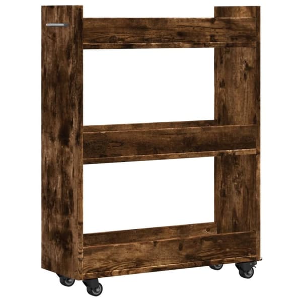 vidaXL Skåp med hjul rökfärgad ek 60x22x79 cm konstruerat trä