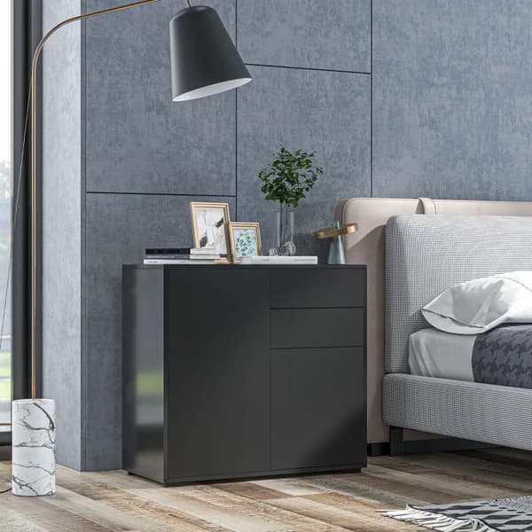 Rootz Seisomakaappi - Senkkiarkkulaatikot - Moderni tyyli - 2 laatikkoa - 2 kaappia - Lastulevy - Musta - 79W x 36D x 74K cm