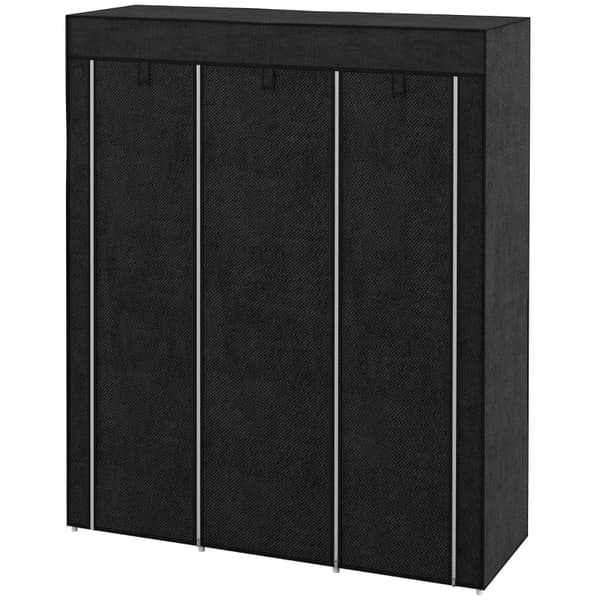 Rootz stofskab - Opbevaringsløsning - 8 hylder - 2 tøjstænger - Ikke-vævet stof - Sort - 125 cm x 43 cm x 162,5 cm