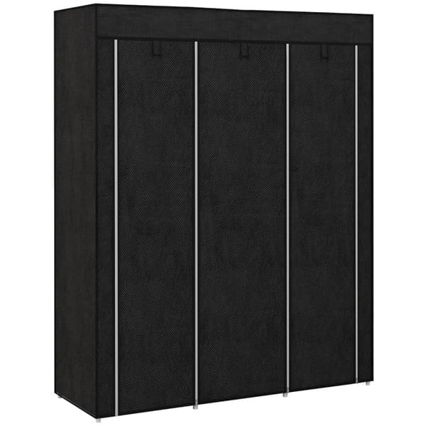 Rootz-kangaskaappi - Säilytysratkaisu - 8 hyllyä - 2 vaatetankoa - Kuitukangas - Musta - 125cm x 43cm x 162,5cm