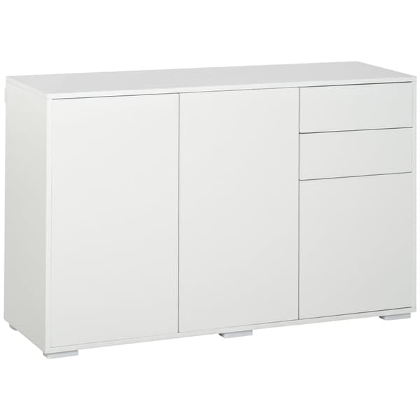 Rootz skænk - Kommode - 2 skuffer - Stående skab - Push-click - Spånplade - Hvid - 117 Cm X 36 Cm X 74 Cm
