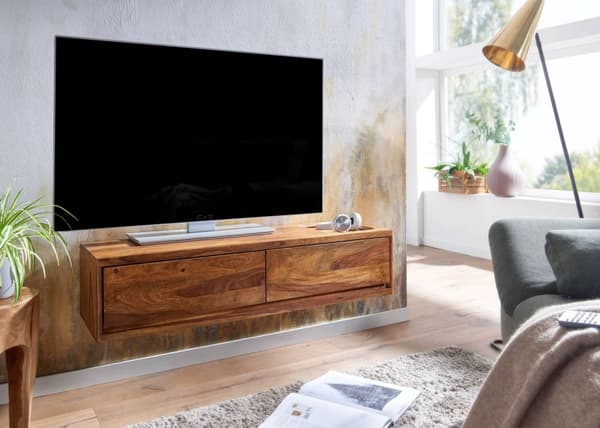 Rootz Modern TV Underskab - Lowboard - Underholdningscenter - Håndlavet - Sheesham Wood - 108cm x 25cm x 34cm - Fjernbetjeningsopbevaring - Rummelige