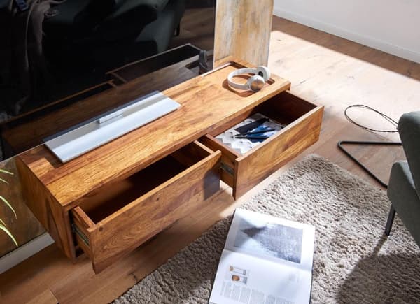Rootz Modern TV Underskab - Lowboard - Underholdningscenter - Håndlavet - Sheesham Wood - 108cm x 25cm x 34cm - Fjernbetjeningsopbevaring - Rummelige