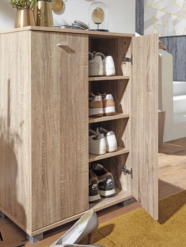 Rootzin moderni kenkäkaappi - Säilytysjärjestelmä - Sonoma Oak - Tilaa säästävä - 60 cm x 90 cm x 35 cm - Tyylikkäät kahvat - 4 lokeroa - Helppo koota