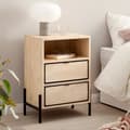 Miniatyrbillede 2 af 7: Rootz Modern Sengebord - Natbord - Endebord - Metal og træ - 43 cm x 60 cm x 30 cm - Håndlavet - Unikt design - Skuffe og rum - Lysebrun og sort - 5 k