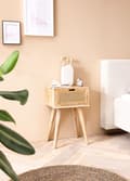 Miniatyrbild 3 av 7: Rootz Modern Sängbord - Nattduksbord - Låda Nattduksbord - Wienfläta - Naturträ ådring - Handgjord - Unik - Avtagbar låda - Anti-Slip-kuddar - Boxspri
