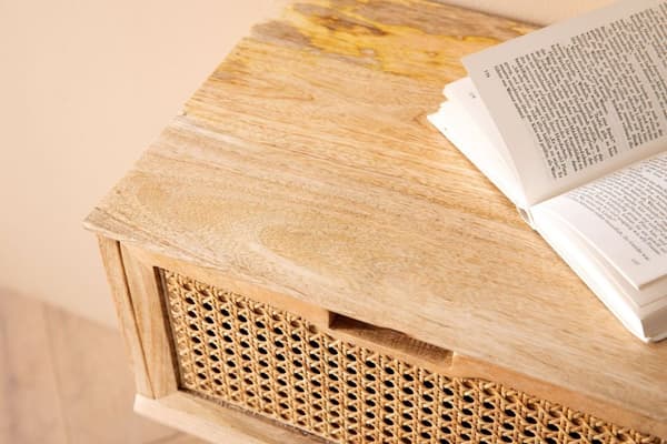 Rootz Modern Sängbord - Nattduksbord - Låda Nattduksbord - Wienfläta - Naturträ ådring - Handgjord - Unik - Avtagbar låda - Anti-Slip-kuddar - Boxspri
