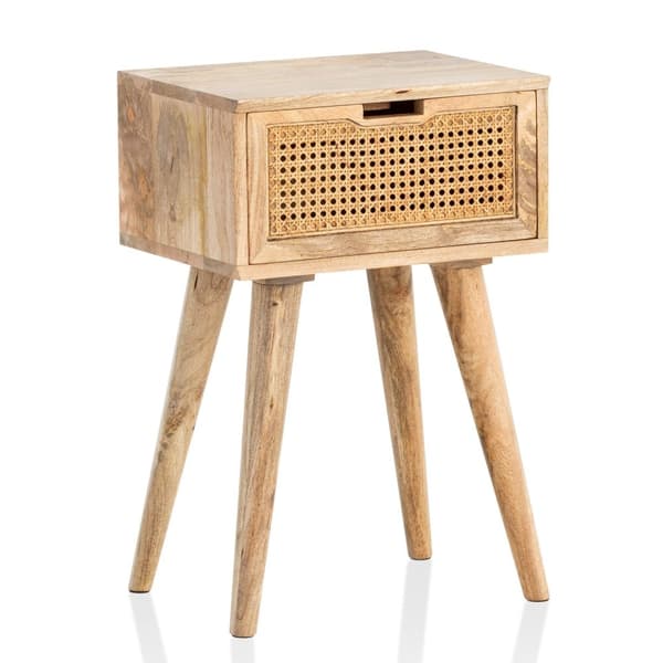 Rootz Modern Sängbord - Nattduksbord - Låda Nattduksbord - Wienfläta - Naturträ ådring - Handgjord - Unik - Avtagbar låda - Anti-Slip-kuddar - Boxspri