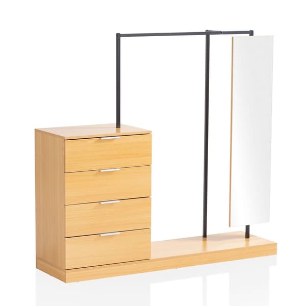 Rootz 3-delt garderobesæt - Organisering af tøj - Kommode - Eg indretning - Rummelig opbevaring - Spejl - 145 cm x 138 cm x 40,5 cm
