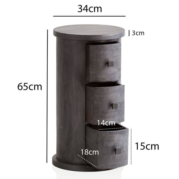 Rootz Modern kommode - Skænk - Opbevaringsskab - Mangotræ - Unik korn - Massivt træ - Sort - 34cm x 65cm x 34cm